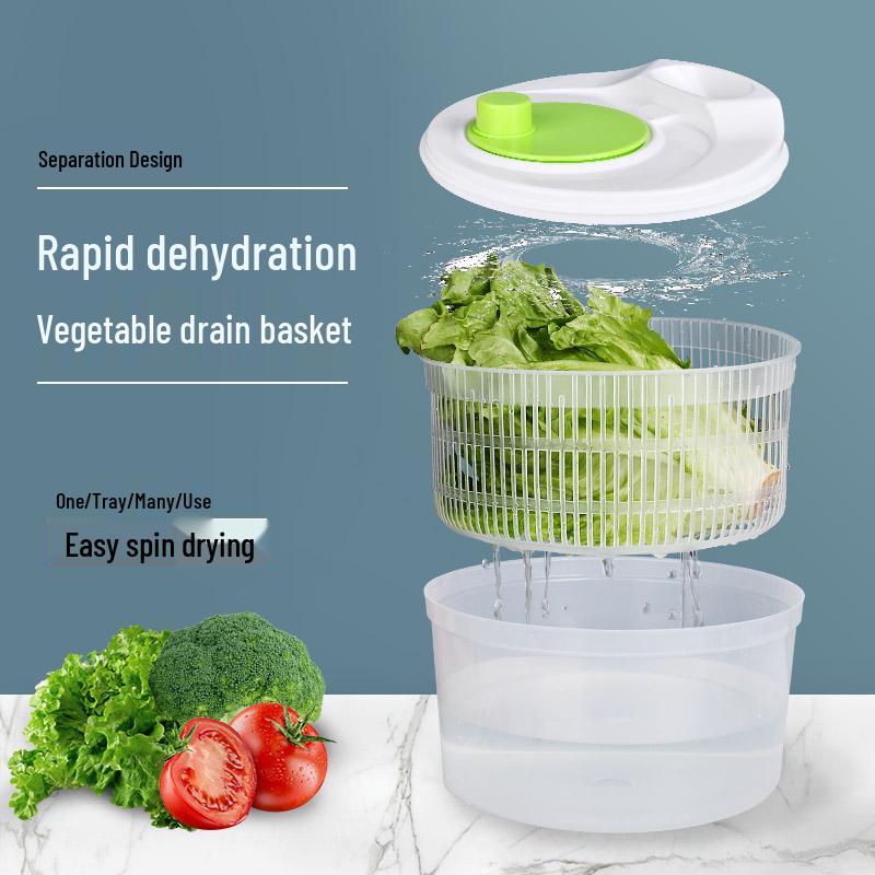Manual Salad Spinner & Vegetable Dehydrator Basin with Fruit Drainer