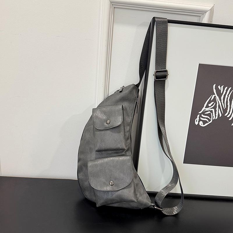 Women's breast bag trendy fanny pack retro casual versatile messenger bag soft leather mobile phone waist hanging bag