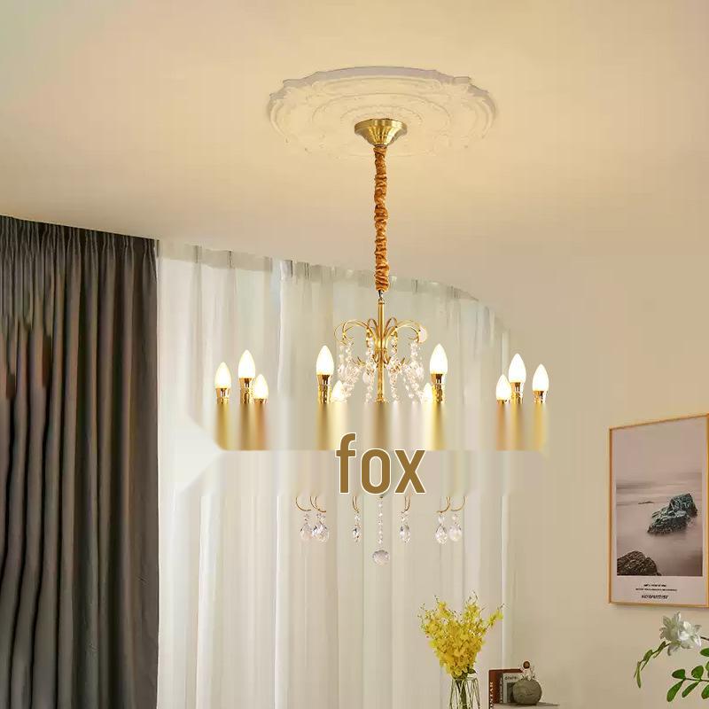 American Crystal Copper Chandelier - Elegant European Candle Style for Living, Dining, and Bedroom
