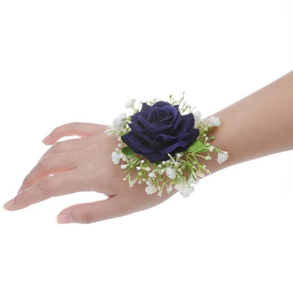 Handmade Wedding Brooch Silk Wrist Flower European Rose Boutonniere  Wedding Accessories