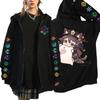 Foreign Trade Cross-border New Genshin Impact Youth Plush Zipper Sweater Men and Women Loose Casual Hoodie