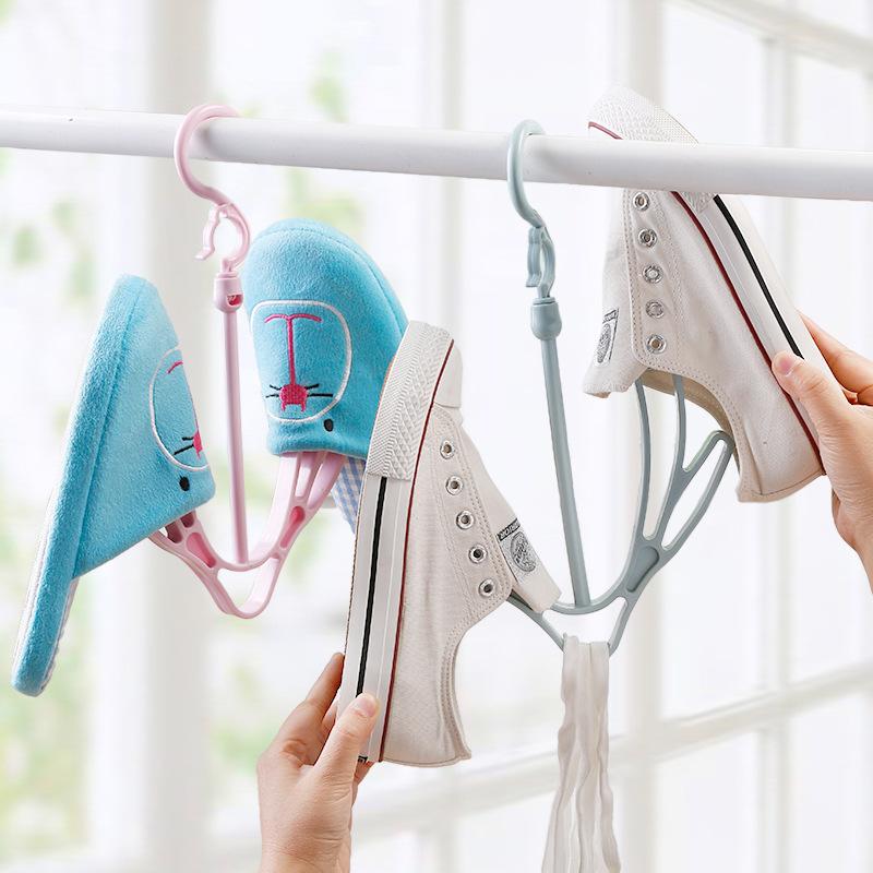 Shoe drying rack creative windproof double hook shoe drying balcony hanging shoes multi-functional hanger hook drying rack storage