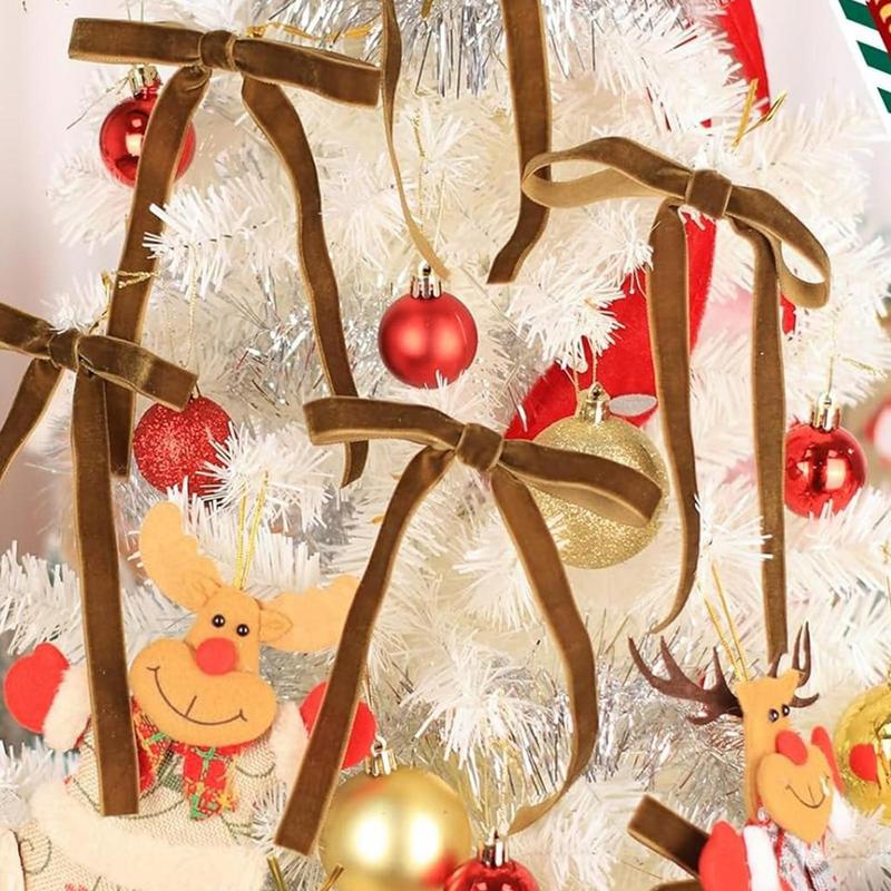 12 PCS Velvet Bows Christmas Tree Bows Red Christmas Ribbon Bows DIY Crafts Xmas Gift Wrapping for Xmas Home Decoration