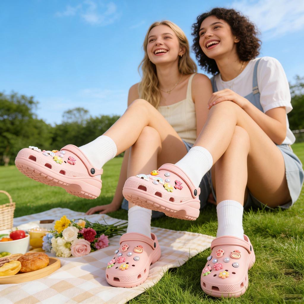 12 Pcs Cute and Sweet Style Hole Shoes Accessories DIY Shoe Flowers, DIY Girls, Women, Best Friends Same Style