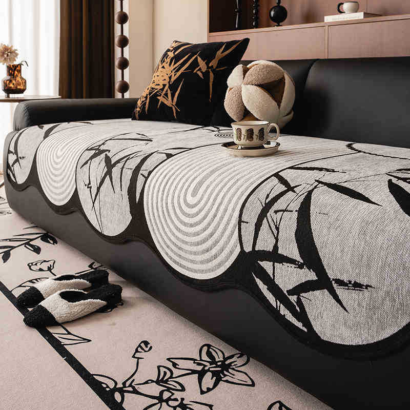 

Special-Shaped Sofa Cushion Universal In All Seasons New Sofa Seat Cushion Non-Slip Straight Line Flower Cover Cloth Towel 90*70cm