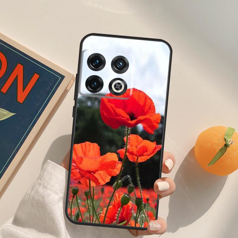 Red Corn Poppy Flower Case For OnePlus 15 13 12 11 13R 12R 10T 8T 13T OnePlus Nord 5 CE 3 2 4 Lite N20 N30 Cover