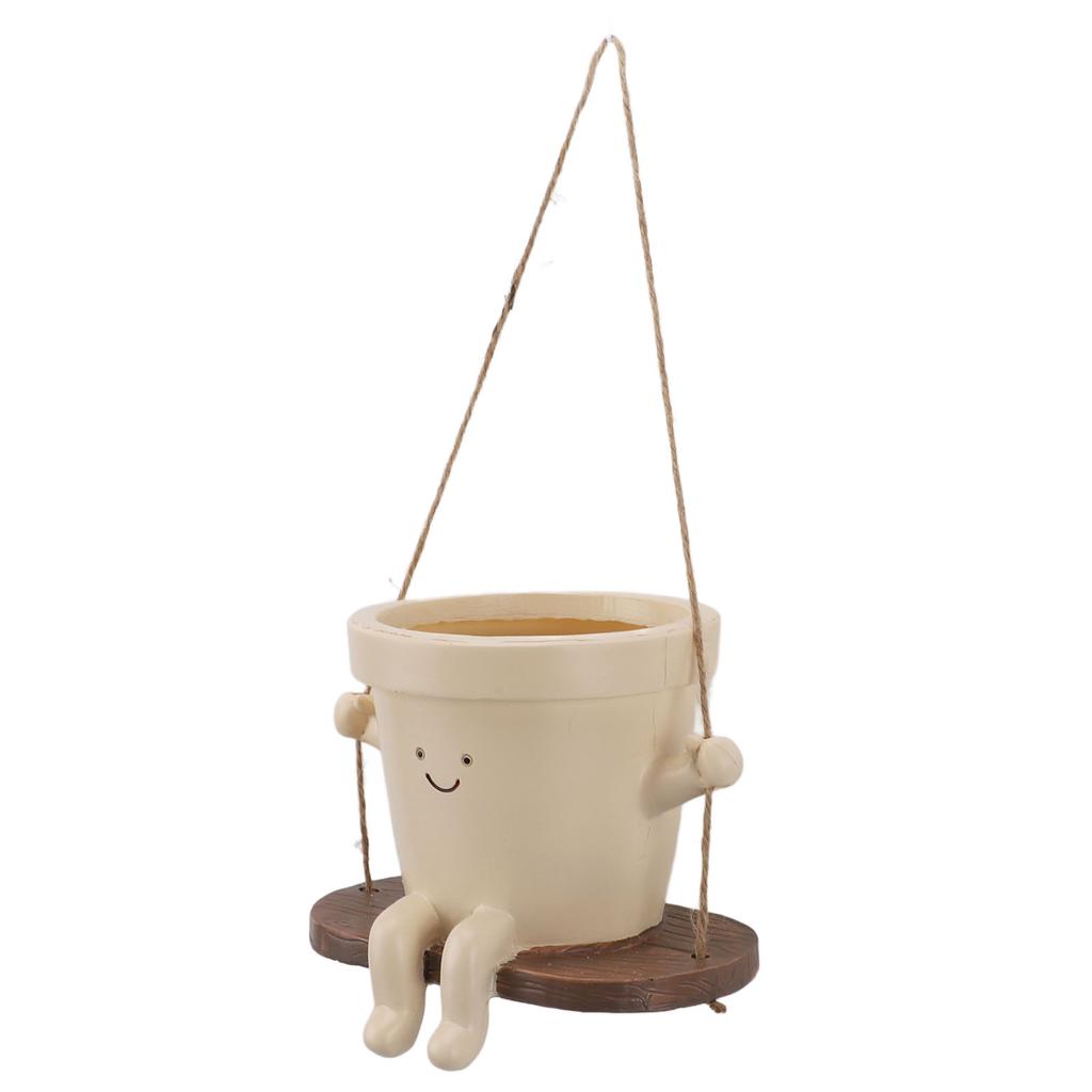 Swing Face Planter Pot Resin Cute Decorative Hanging Face Plant Pot Flower Pot for Indoor Outdoor