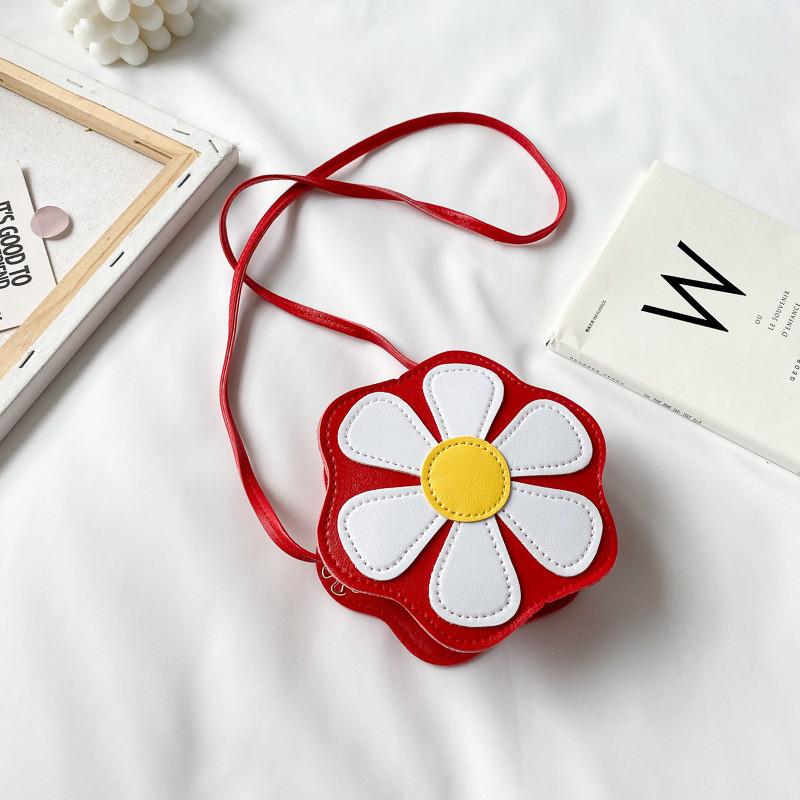Charming Flower Design Childrens Coin Purse Cute Lightweight Shoulder Bag красный