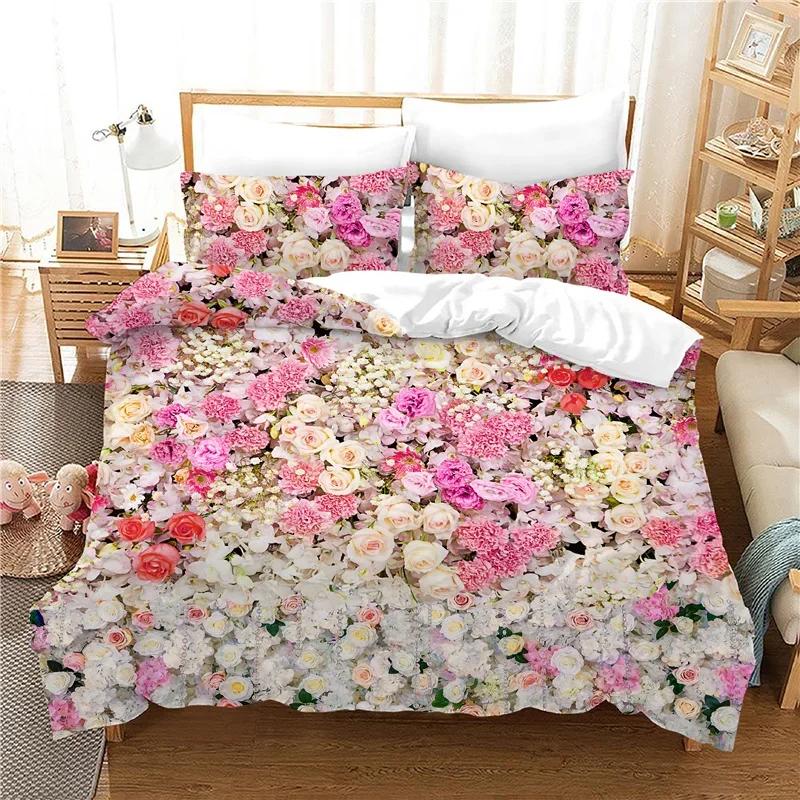 Print Bedroom Set Bedding Jacquard Bed Linens Hd Flowers Bed Cover Sets With Pillowcases 228X228 EuAu Us Size Duvet Cover Set