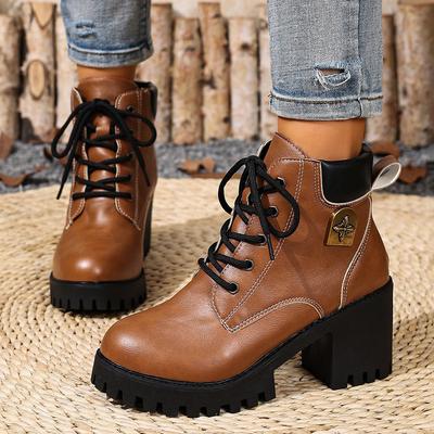 Thick-heeled Martin Boots Women's 2025 Autumn/winter New High-top Platform Platform Plus-size Booties
