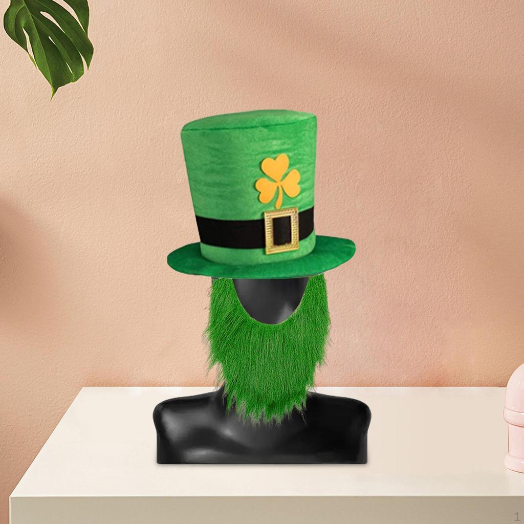 Festive St. Patrick's Day Hat And Beard Set for Men's Costume