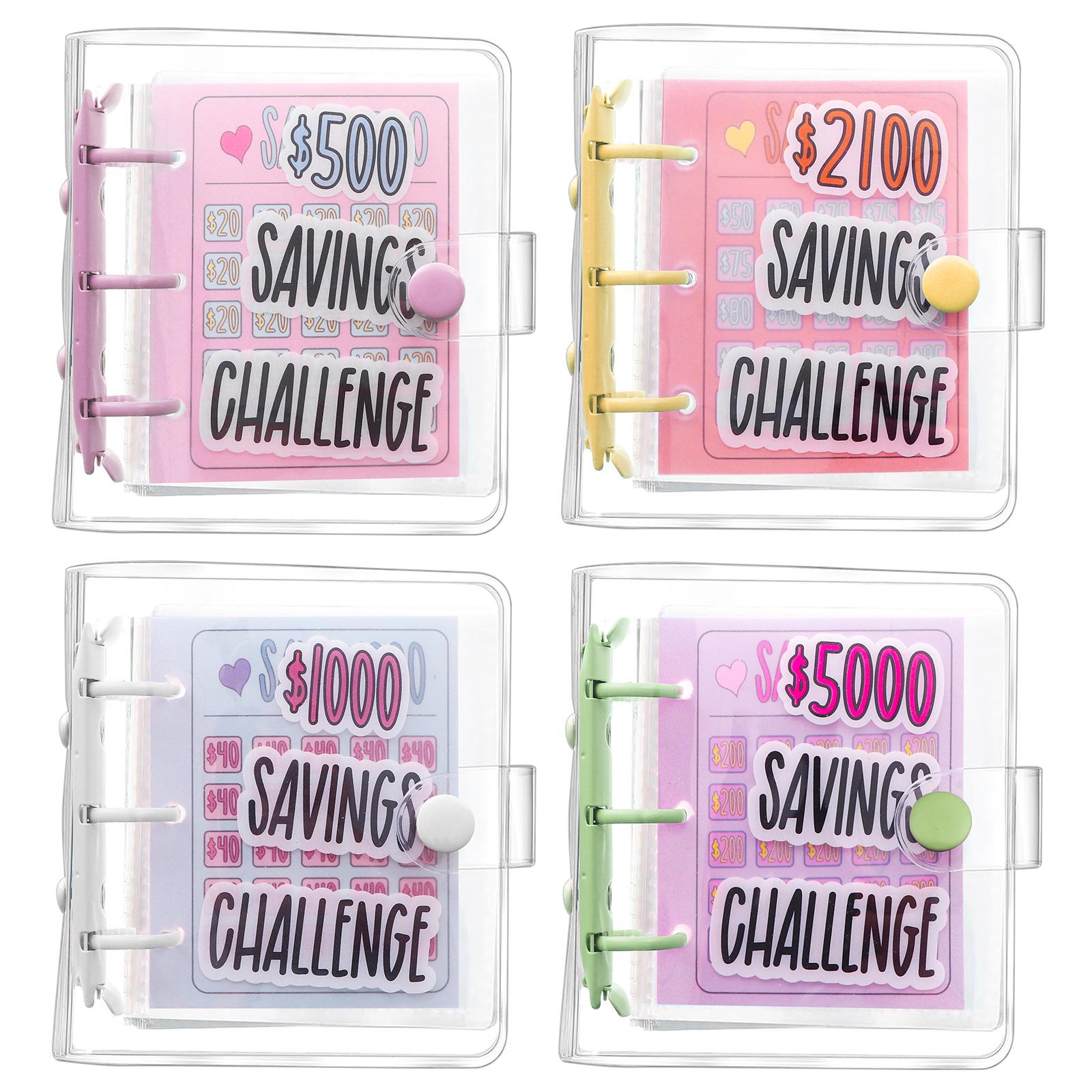 

4 Pcs Money Saving Binder Envelope Dollar Savings Challenge Book Save $500 $1000 $2100 $5000 Reusable With Portable Stickers For бежевый