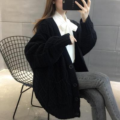 Autumn 2025 Women's Mid-Length Knitted Cardigan Sweater - Fashionable, Loose, and Thickened Outerwear