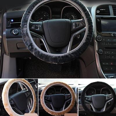Winter Plush Steering Wheel Cover Car Accessory Grips Auto Solid Color Case