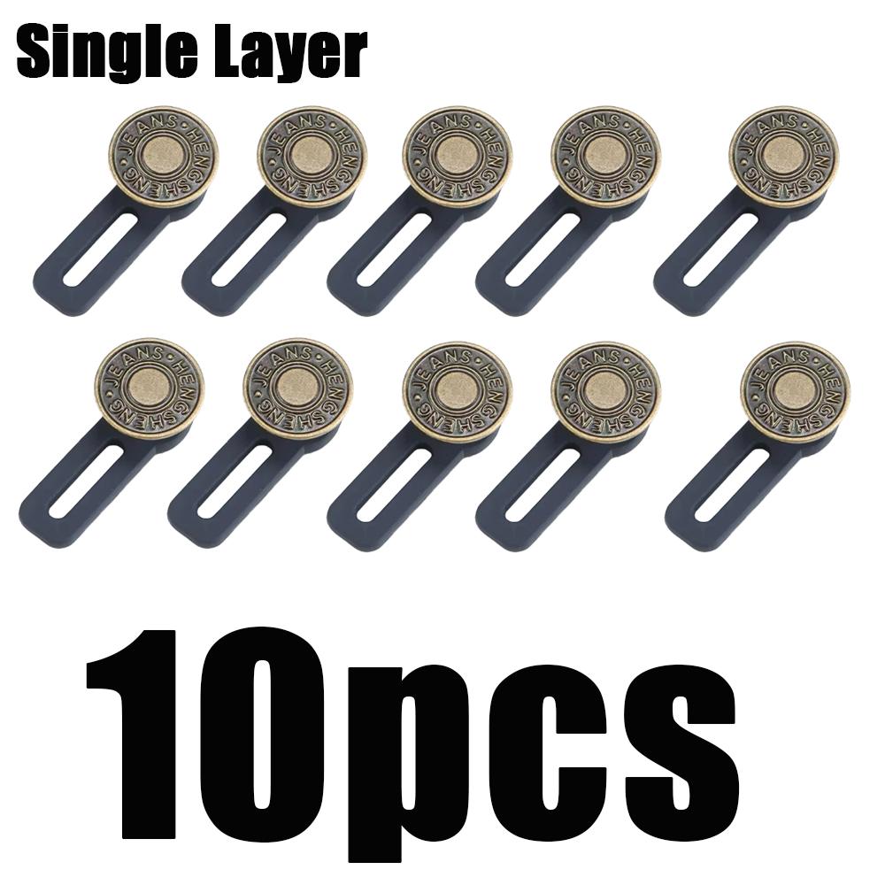 1-10pcs Alloy Button Extender Repeatedly Perfect Retractable Any Pants Sewing Waist Circumference Lengthening Button Fixing Kit