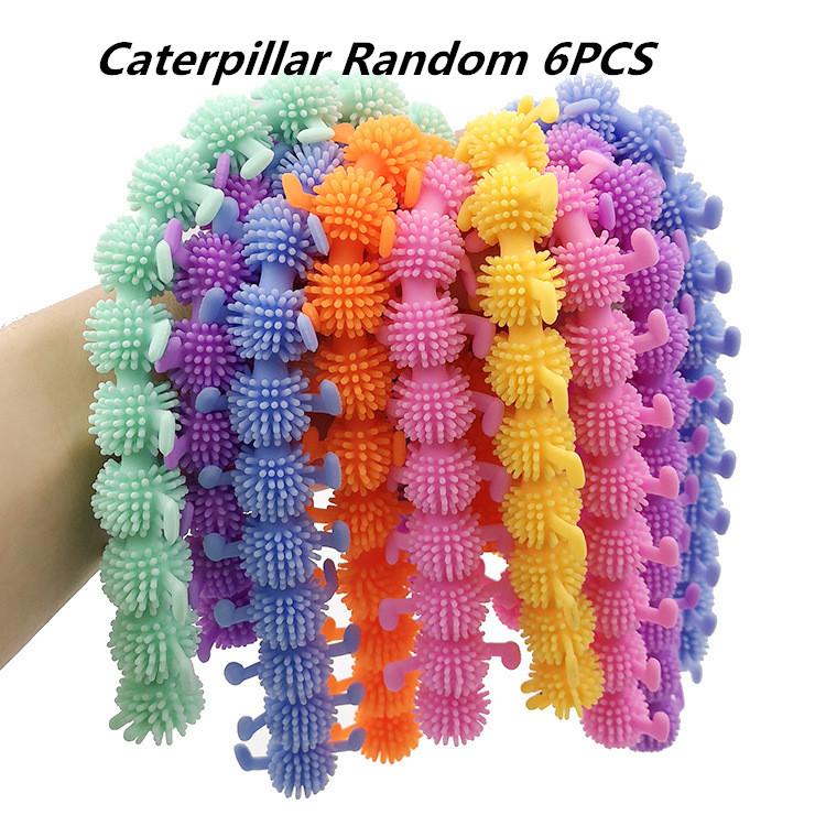 Toys Toys 3-6PCS Multi-Color Funny Unicorn Caterpillar Fidget Elastic Rope TPR Pull String Stress Relief Children's Holiday