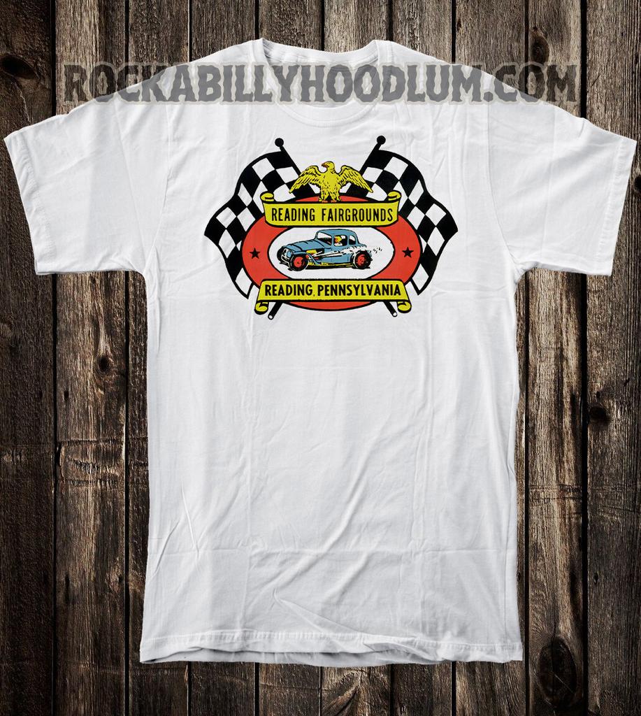 Retro Hot Rod T Shirt Tee Drag Race Racing Reading Fairgrounds Speedway