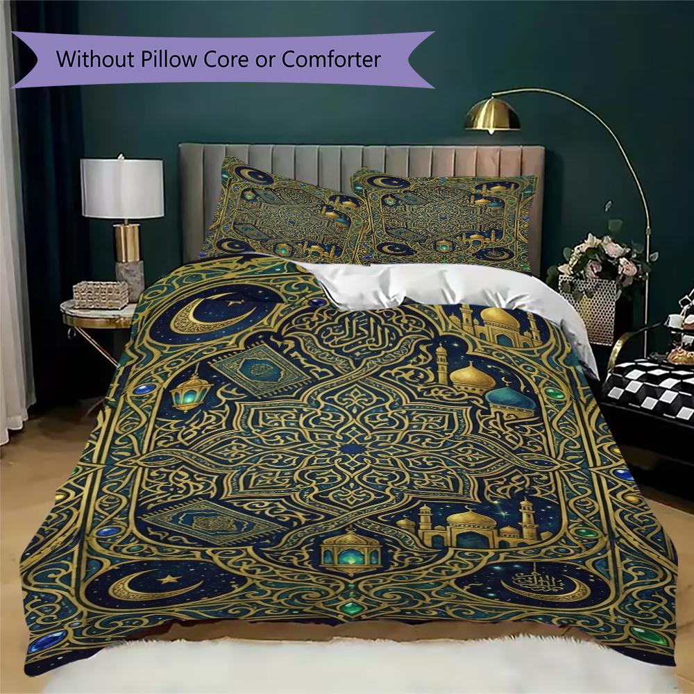 Muslim Pattern Bedding uilt Set uilt Cover Pillowcase Home Decoration Birthday Gift (1 * duvet cover + 2 * pillowcase  without core)126