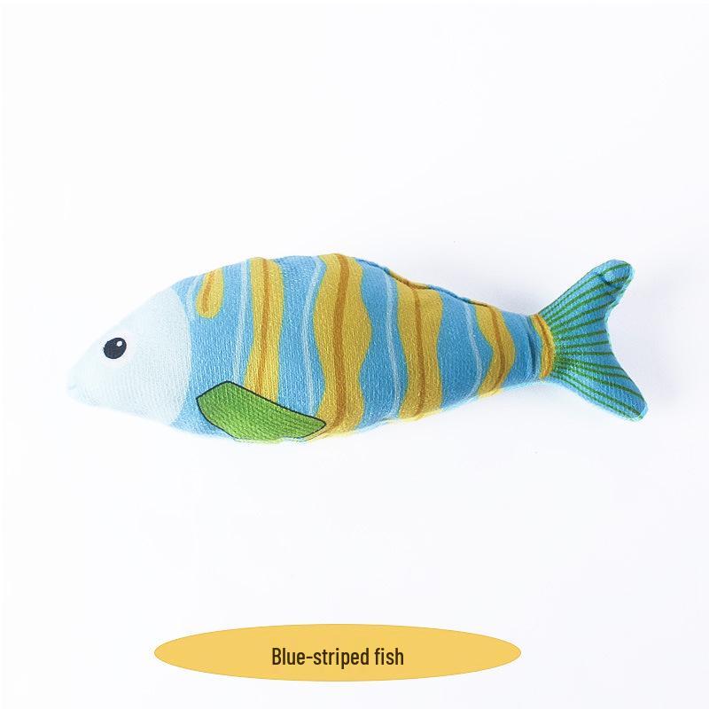 Catnip Seafood Fish Cat Teaser Toy - Boredom & Teething Relief, Bite-Resistant for Kittens & Cats.