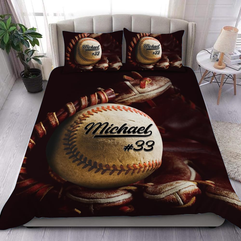 Copripiumino Baseball Matrimoniale Per Ragazzi Bambini Copripiumino Sportivo Campo da Baseball Set Letto Gioco con la Palla Gamer Coperta Trapuntata 3 Pezzi
