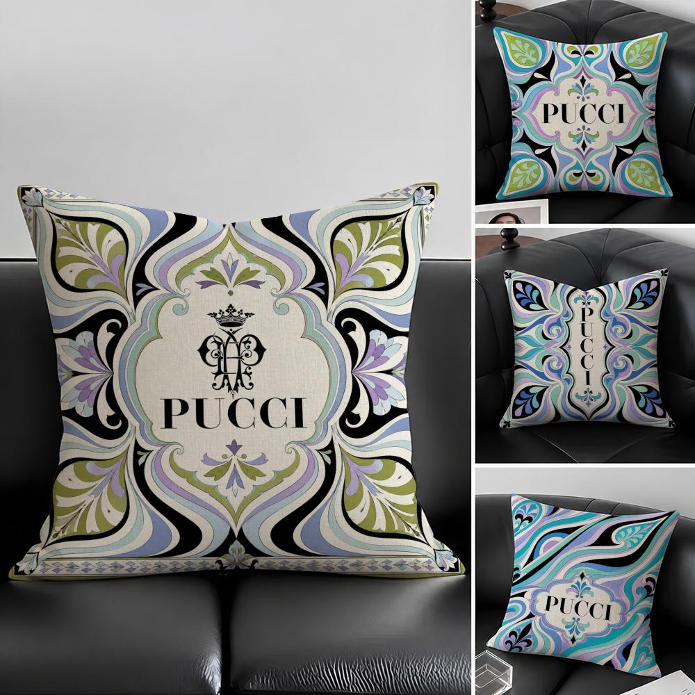 Brand Emilio Pucci Cushion Cover Natural Linen Pillowcase Set AllinOne Decor for Sofa Bedroom Chair