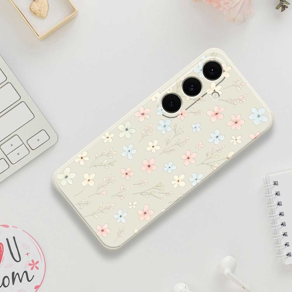 For Samsung Galaxy S25 FE Case Small Flower Branches Pattern Printing Straight Edge TPU Phone Back Cover