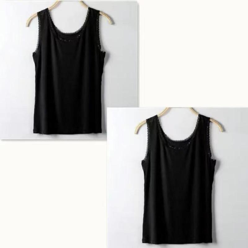 Fashion Summer Women's Lace Side Camisole Threaded Large Size Slim Fit Wearing A Bottoming Shirt Sleeveless Vest