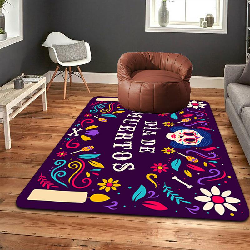 Dia de Muertos Rug Floor Mat for Living Room or Bedroom Soft and Comfortable Carpet a Gift for Birthday and Holiday.MFF0918042