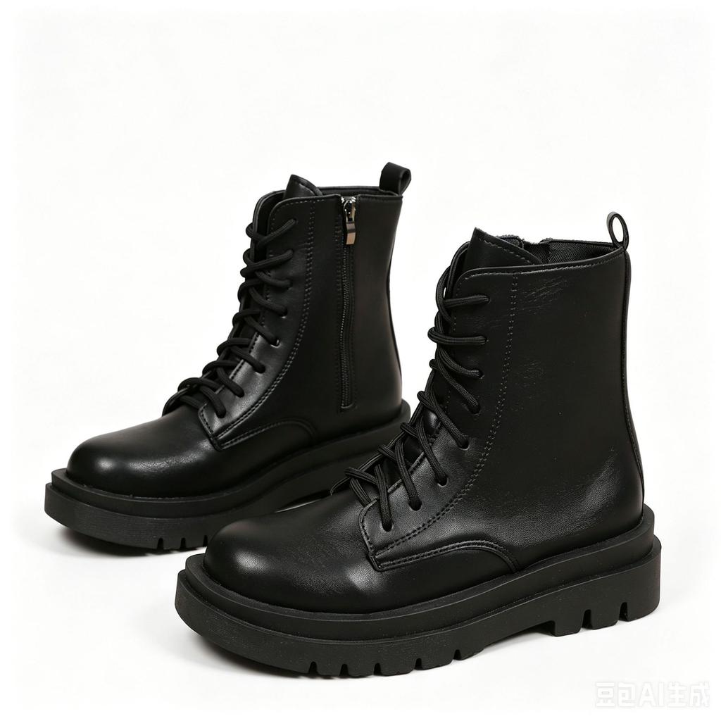 Large size Martin boots women's autumn and winter new British style round head lace-up Internet celebrity platform women's short boots