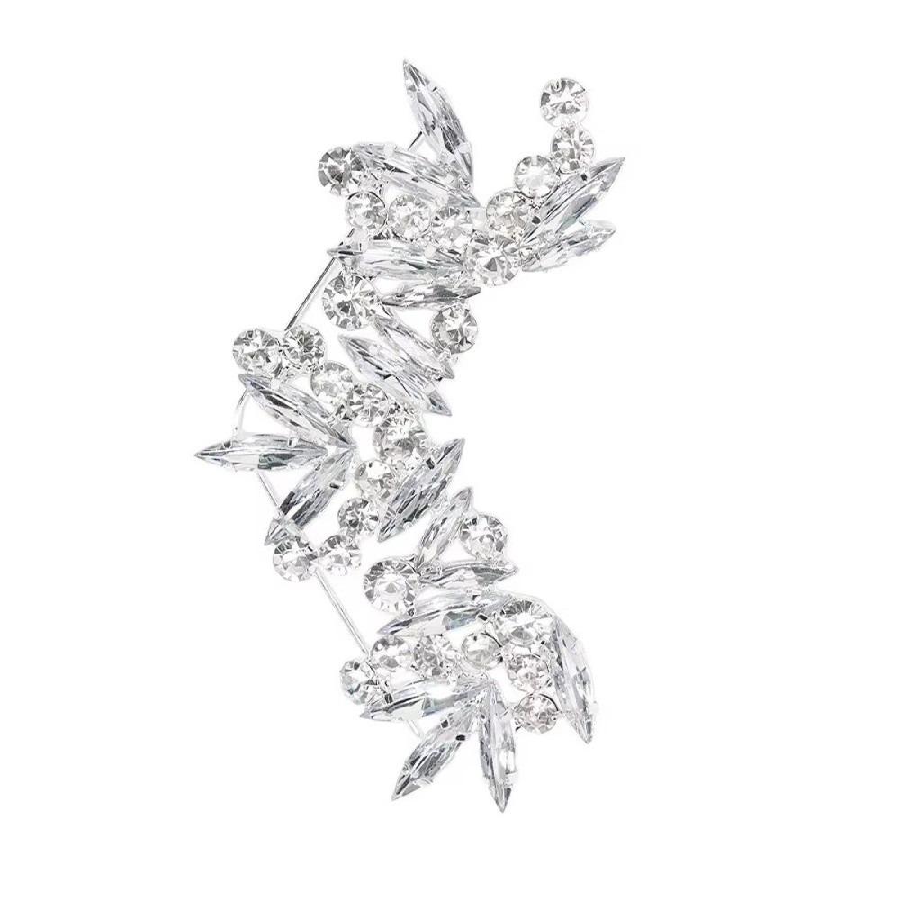 Luxury Exaggerated Ear Cuffs Geometric Water Diamond Ear Clip Crystal Summer Earrings Jewelry Accessories