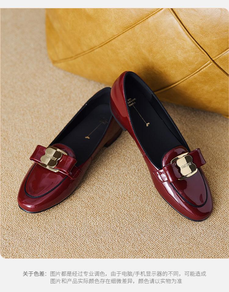 One Foot Women's Shoes Lazy Shoes 2026 Spring and Autumn New Work Soft Leather Patent Leather Single Shoes Low Heel Versatile Women's Shoes