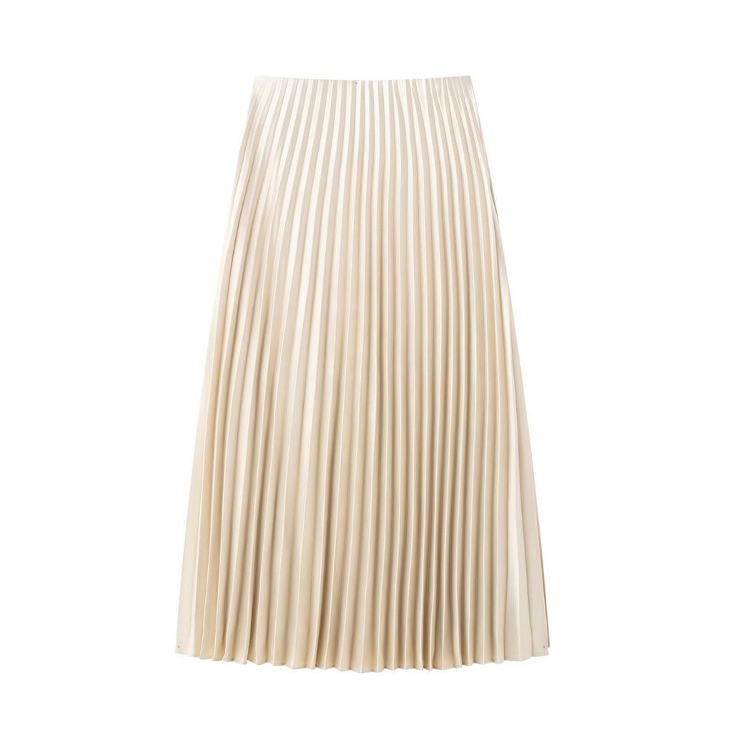 2025 Women's Spring/Summer European & American Style Mid-Waist Solid Color Midi Skirt