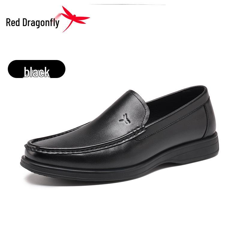 Men s Red Dragonfly Leather Moccasins - Soft Cowhide Slip-On Driving Shoes Size 44