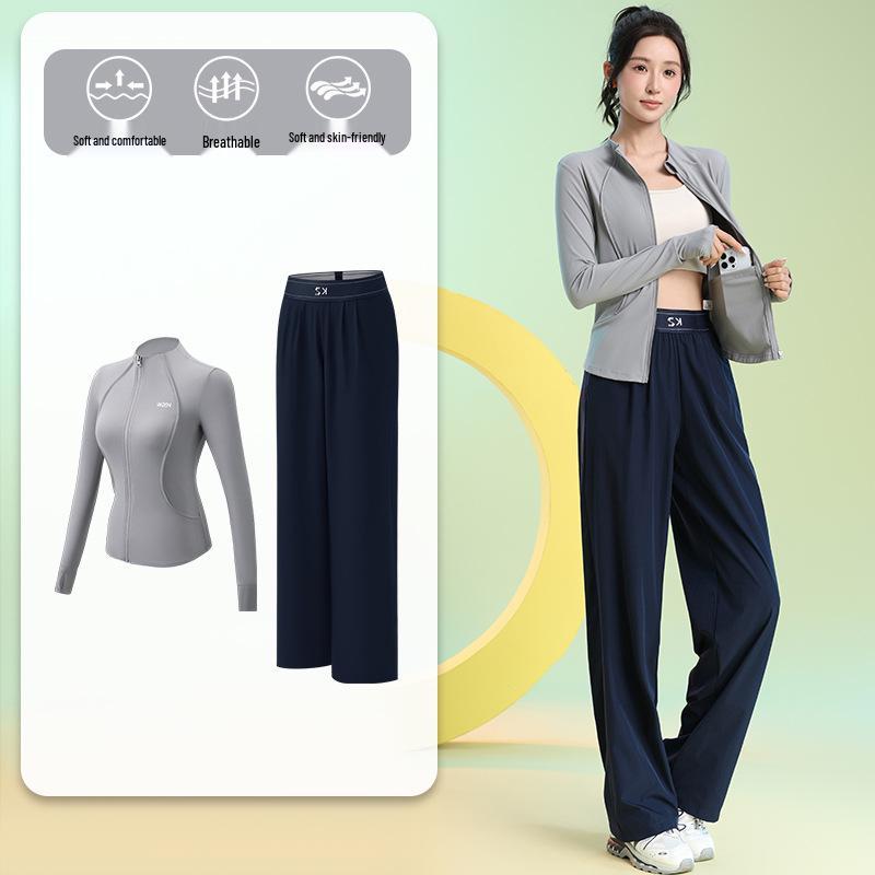 Women's Quick-Dry Long Sleeve Fitness Set for Badminton, Running, and Outdoor Sports - Autumn/Winter Collection