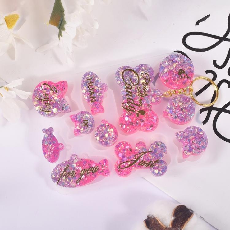 Bone Shaped Tag Silicone Resin Mold Kit with for Key Rings for DIY Crafts Jewelr