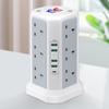 UK 1.8M Multi Plug Socket Power Strip with Switch PD18W Tower Power Strip 5 USB Ports and 12 Way Multi Plug Extension Tower