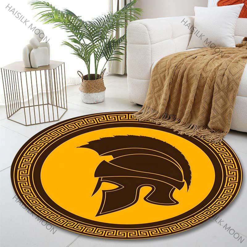 

Multiple sizes Ancient Greek warrior helmet emblem Print Round Carpet Living Room Bedroom Table Chair Sofa Decorative Carpet Diameter -60cm