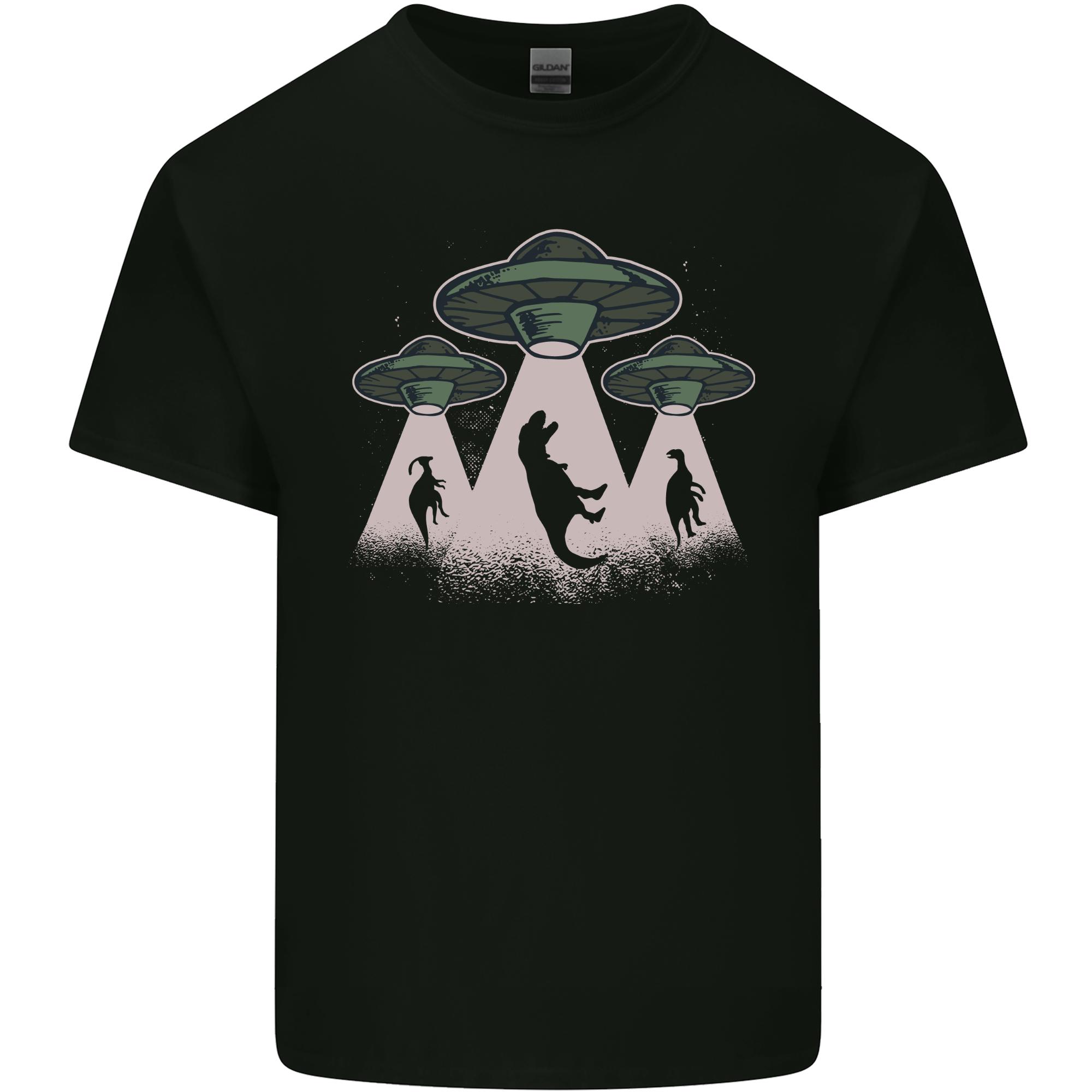 Dinosaur Abduction Funny Alien TRex UFO Unisexs Light Cotton TShirt S