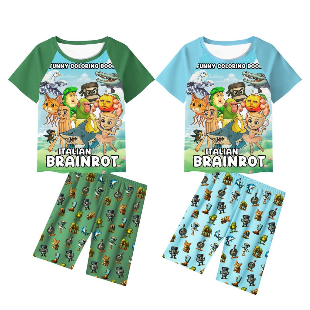 Al Italian Brainrot Tung Tungtung Sahur Pattern Children Home Wear Gift Pajamas
