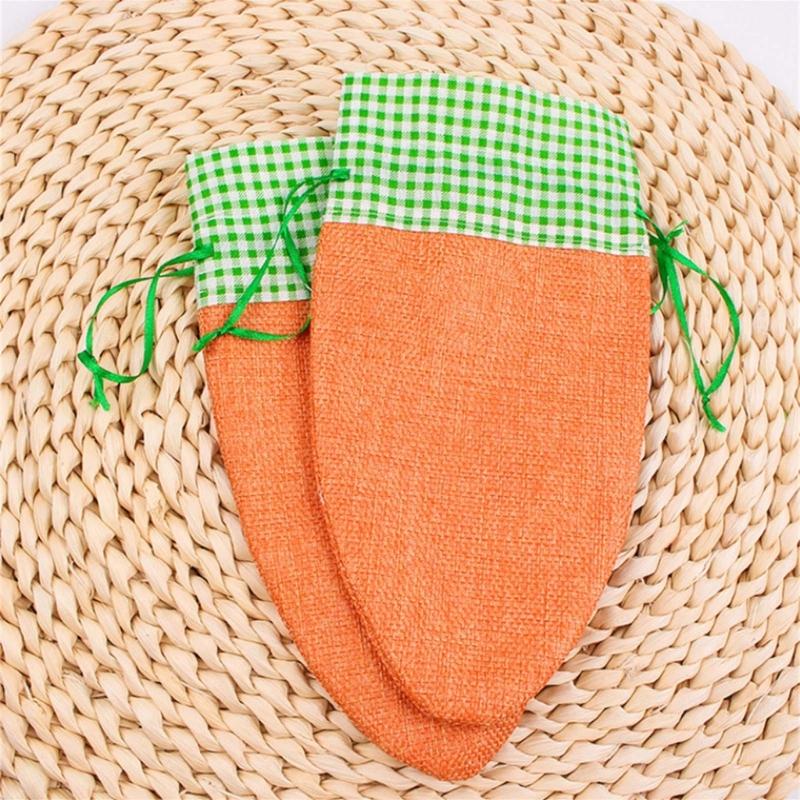 Pack Of 16 Easy Closure Drawstring Carrot Bags Gift Wrapping Bag For Quick Gift Packaging And Small Item Organization