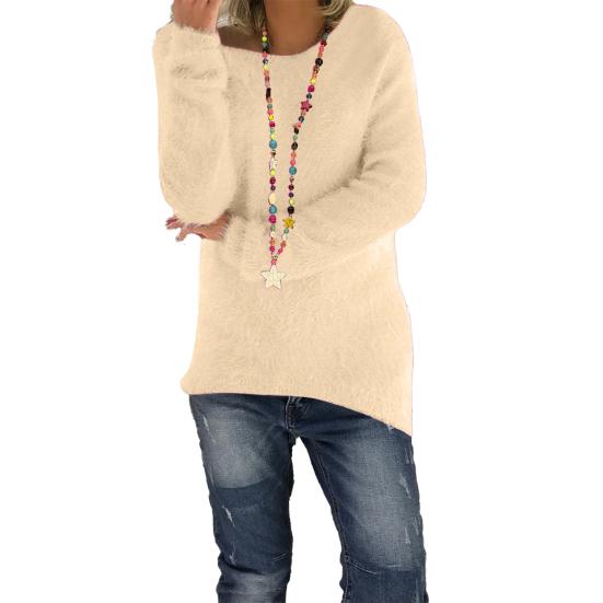 

Женские свитера Топы Круглый вырез Длинный рукав Свободный крой Вязаные топы Однотонный Эластичный Дышащий Трикотаж 2XL