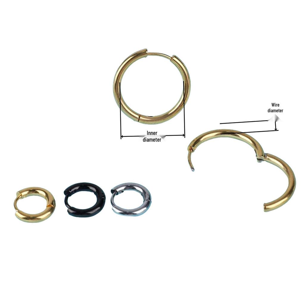 Titanium Steel Hoop Earrings - Light Luxury Style with Various Thicknesses