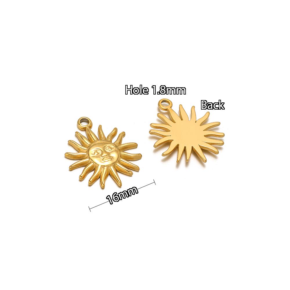 5Pcs Feather Tag Sun Flower Charms Gold Color Stainless Steel Pendants Necklace Earrings Making for DIYJewelry Findings Bulk