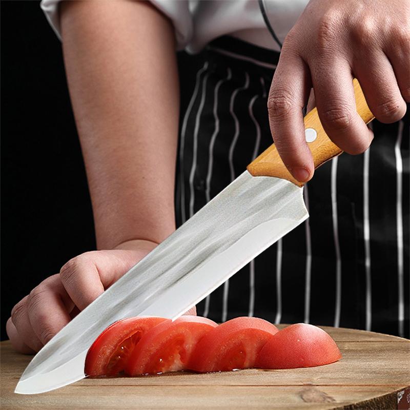 Forged Japanese Chef Knife Kitchen Slicing Meat Cleaver Full Tang Butcher Knife Cooking Sushi Knife with Wood Handle