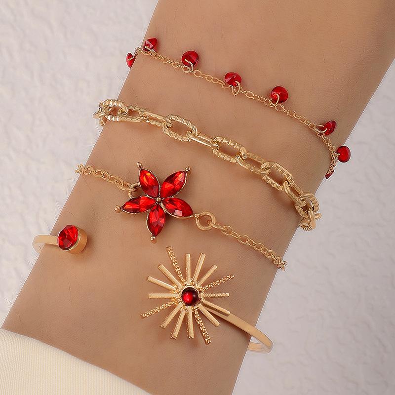 Premium Jewelry, Colored Flower Diamond Four-layer Bracelet, Leaf Sunflower Bracelet Wholesale