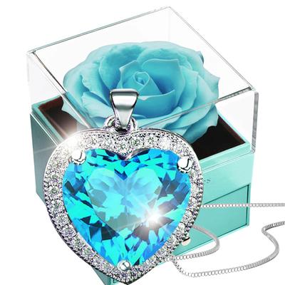 Necklace Gift Jewelry Blue Everlasting Soap Artificial Jewelry Wedding Wedding Housewarming Respect for the Aged Gift Card Light S925 Heart Shape