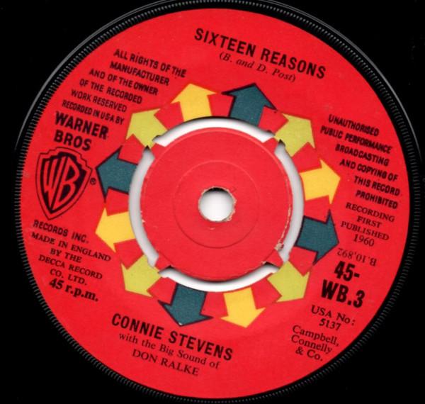 

7inch Record CONNIE STEVENS THE BIG SOUND OF DO Sixteen Reasons Little Sister 45WB3 Warner Bros. Re 1960 UK Rock Used