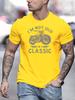 Summer men's 100% pure cotton casual loose oversized classic motorcycle creative printed round neck short sleeved T-shirt top