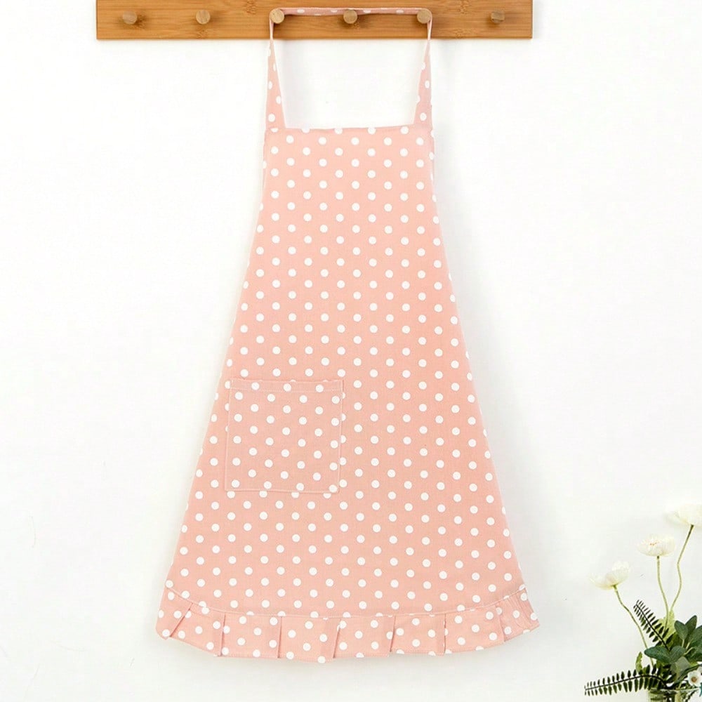 Tablier à pois mignon japonais ménager à nouer sur le cou respirant tablier de taille cuisine imperméable et résistant à l'huile salopette mode femme tablier
