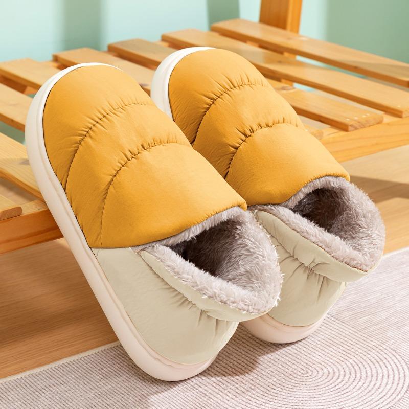 Waterproof Cotton Slippers Men's Indoor Home New Couple Non-slip Warm Bag and Down Cloth Cotton Drag Women's Winter